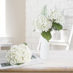 Coferset White Hydrangea Artificial Flowers 3pcs Lifelike Faux Hydrangea Real Touch Artificial Flowers for Outdoors Home Wedding Christmas Office Party Living Room Decoration,22inch
