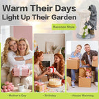 HUYIENO Solar Garden Statue Outdoor Decor Ornament Waterproof Solar Powered LED Lights for Yard, Patio, Lawn Gift for Mom, Women, Housewarming Raccoon