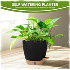 Self-Watering Pots for Indoor Plants with Visible Water Window,5/6/6.5/8/10 Inch Outdoor Flower Pots with Drainage Holes & Reservoir for Patio, Home Decor (Black)