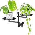Rotating Window Shelves for Plants Wall Plant Stand Holder Indoor 2-Tier Floral Metal Window Shelf Holder for Multiple Plants Space Saving Child Pet Friendly Home Butterfly Design Decor Layer Black