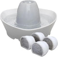 PetSafe Ceramic Pet Fountain with 4-Pack of Carbon Filters for Cats and Small Dogs 60 Oz Water Capacity Whisper-Quiet Water Flow Great for Shy or Timid Pets Fresh, Filtered Water