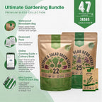 Organo Republic 22 Lettuce & Salad Greens Seeds & 25 Most Popular Herb Seeds Variety Pack Bundle, 36,400+ Non-GMO Heirloom Garden Seeds for Planting Vegetables & Herbs for Indoor & Outdoor Gardening
