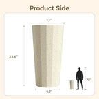 23.6" Tall Outdoor Planters Set of 2, Large Planters for Outdoor Plants for Porch Decor with Drainage Hole, Wide Stripe Design Porch Flower Pots for Indoor Pot Patio/Garden, Off White