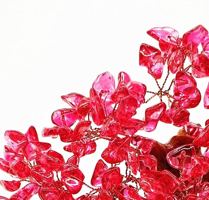 Colorsheng 7 Inch Quartz Crystal Money Tree Bonsai Feng Shui Gem Decoration for Wealth and Luck (Red)