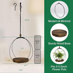 hismocal Hanging Planters for Indoor Plants,Plant Hanger with Sturdy Wood Base,Modern Boho Macrame Plant Hanger,Wall Ceiling Window Stands(Plants/Pots Not Included) (2 Pack-Circle)