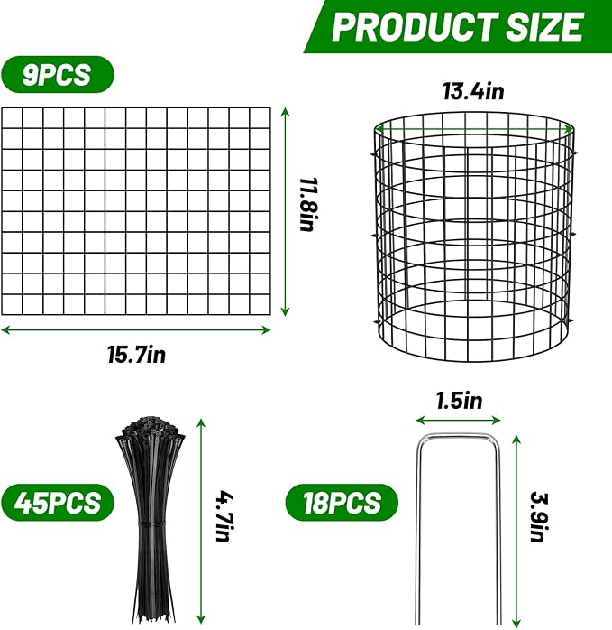 U0U 3 Pack Plant Protector from Animals,9 PCS Metal Mesh to Keep Animals Out,Plant Cages for Outdoor Plants,Plant Guards from Animals Rabbits Chicken Squirrels (11.8 x 15.7inch-3 Pack)