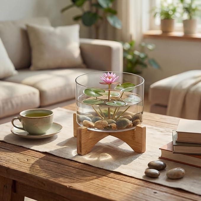 Baderke 3 Set Lotus Bowl Planter with Base, 5.9 Inch Plastic Hydroponic Planter Water Lily Bowl Large Fishbowl Plastic Container for Aquatic Plant Pot Fish Tank Aquarium Garden Decoration