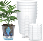 Wonderjune Self Watering Pots for Indoor Plants with Deep Reservoir and High Drainage Holes for Outdoor Plants and Flowers, Bare Root Planter(7.09'',Clear,6 Pcs)