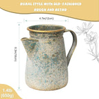 Vintage Pitcher Vase Rustic Farmhouse Vase for Flowers Vintage Metal Milk Jug Small Decorative Pitcher Shabby Chic Decor for Home, Kitchen, Bathroom, Gray