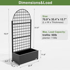 Casaphoria Metal Raised Garden Bed with Trellis and Wheels, 72"x35"x16" Arched Planter Box for Climbing Plants, Vegetables & Vines, Features Drainage Holes and Privacy Screen (Black-Grid)
