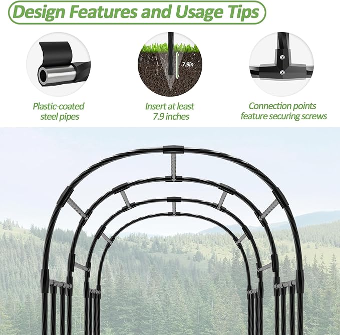 Garden Arch Trellis - 47"L*71"W*87"H, Rust-Proof Grape Trellis with Thickened Steel Pipe, Garden Arch Trellis for Climbing Plants Outdoor, Tunnel Trellis for Cucumber, pumpkin,Squash, Melon