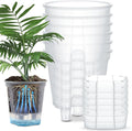Wonderjune Self Watering Pots for Indoor Plants with Deep Reservoir and High Drainage Holes for Outdoor Plants and Flowers, Bare Root Planter(8.27'',Clear,6 Pcs)
