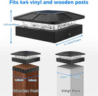 Peasur 4 Packs 4x4 Solar Post Lights Outdoor, Blue & Warm White LED Fence Caps Light Waterproof, Wood & Vinyl Post Top Lighting for Deck Mailbox Railing Porch Outside