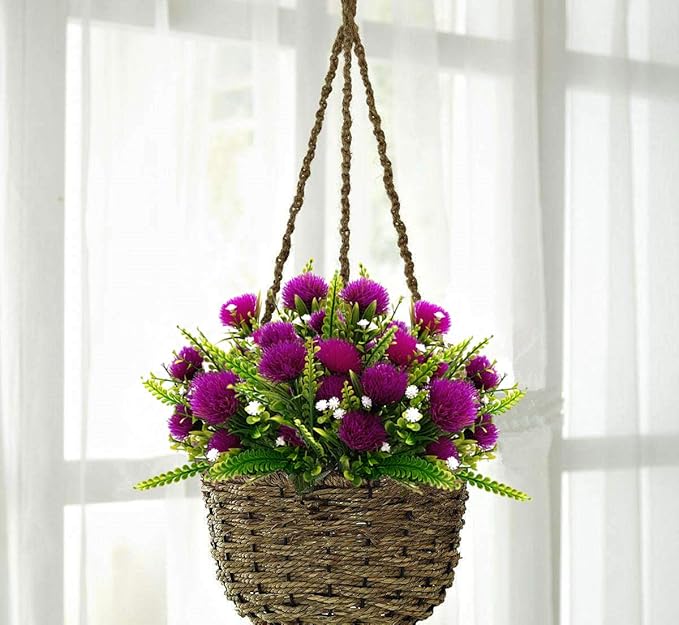 Artificial Dandelion Plants Decor, Fake Plastic Flowers Shrubs Bushes Grass for Indoor Outdoor Home Garden Wedding Party Table Centerpieces Arrangements Decoration Planting Filler Fuchsia 4 Pack