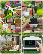 Solar Automatic Drip Irrigation System, 15 Pot Self Watering System with 2200mAh, IPX5 Waterproof, USB-C & Solar Charging, Timer Modes for Indoor/Outdoor Garden, Balcony & Patio