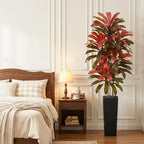Artificial Dracaena Tree：7FT Faux Silk Tropical Yucca Floor Trees Realistic Fake Green Plant with Natural Wood Trunk & Lifelike Leaves for Home Office Decor Indoor & Outdoor (7FT,1-Pack,Black)