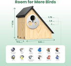 Bird House - Adjustable Entrance Fit All Birds, Outdoor Bird Houses for Outside Weatherproof, Durable Wood Birdhouse for Bluebird, Finche, Wren, Chickadee, an Ideal Backyard Decoration (Iron Roof)