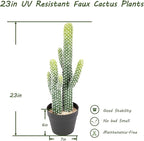 Nafresh UV-Resistant Artificial Fake Cactus Plants 23in – 2 Pack Large Faux Cowboy Cactus for Indoor & Outdoor Home, Office, or Garden Decor
