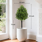 Bdor 22" Artificial Boxwood Topiary Ball Trees, Outdoor Artificial Plant Set of 2 with Ground Stakes, UV Resistant Simulated Evergreen Fake Shrub for Indoor/Outdoor Lawns, Garden Decor