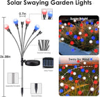 4th of July Decorations Outdoor, 8 Pack Red White and Blue Solar Garden Lights 48 LED, 2 Modes Solar Firefly Lights Outdoor Waterproof for Independence Day Garden Yard 250 Anniversary USA Decoration