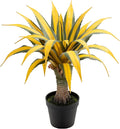 Artificial Green Edged Gold Leaf Spiny Agave Plant with 23 Leaves, 19.68in Faux Agave for Indoor & Outdoor Home Decor Perfect for Porch Living Room Bedroom Patio & Office