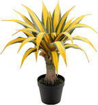 Artificial Green Edged Gold Leaf Spiny Agave Plant with 23 Leaves, 19.68in Faux Agave for Indoor & Outdoor Home Decor Perfect for Porch Living Room Bedroom Patio & Office