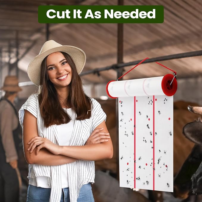 Qualirey Giant Sticky Fly Traps, Fly Strips for Indoor Outdoor Hanging Flying Tapes Non Toxic Ribbon Fruit Gnat Killer for Mosquito Plants House Horse Stable(295.3ft,White,10 Pcs)