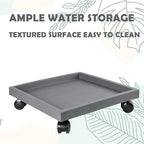 15.3 Inch Square Rolling Plant Caddy Saucer with Wheels, Heavy Duty Wheeled Planter Stand for Potted Plant, Coaster Roller Base Tray with Casters, Flower Pot Dolly Holder for Indoor Outdoor