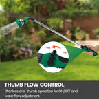 Watering Wand for Garden Hose, 30 Inch, 10 Spray Patterns, Thumb Control Garden Hose Nozzle, Adjustable Water Sprayer with Pivoting Head, Ideal for Hanging Baskets, Plants, and Shrubs, Green