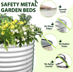 A ANLEOLIFE 6X3X2 ft Galvanized Raised Garden Beds Outdoor, Oval Large Metal Deep Root Planter Box for Planting Vegetables Flowers Herb, Anti-Rust & Easy-Setup, Antique White