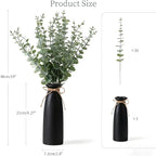 Vase with Greenery, 20pcs Artificial Eucalyptus Stems in Black Vase, Fake Plant Home Decor, 19" Decorative Faux Plants for Home Farmhouse Mantle Centerpiece Decor