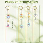 4 Pcs Small Trellis for Potted Plants Indoor with Crystal Sun Catcher Pendant, Metal Plant Stake for Mini Potted Plant Decoration for Home Window Garden