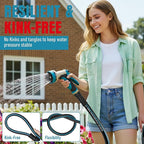 Heavy Duty Garden Hose 35 ft, NON-EXPANDABLE Water Hose with 10 Function Spray Nozzle, Lightweight Kink-less Hybrid Hose with Swivel Handle, Male to Female Fittings