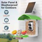 birdsnap® PAV-Bird Feeder with Camera,2K HD with 64GB Card, AI Identify Smart Bird House Cam Solar Panel,Live Stream,Motion Detection,Auto Record Video for Backyard Outdoors,Ideal Gift for Bird Lover