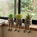 Set of 3 Artificial Succulents Potted Plants Faux Succulents Desk Decoration Fake Mini Plants in Grey Pots Faux Plants Kitchen Shelf Desk Decor Small Bathroom Decor for Shelves