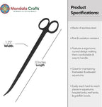 Mandala Crafts 10 Inches Black Stainless Steel Curved Aquarium Scissors for Trimming Aquatic Plants – Bent Aquascape Scissors for Fish Tanks, Hospital Tanks, Goldfish Bowls, and Terrariums