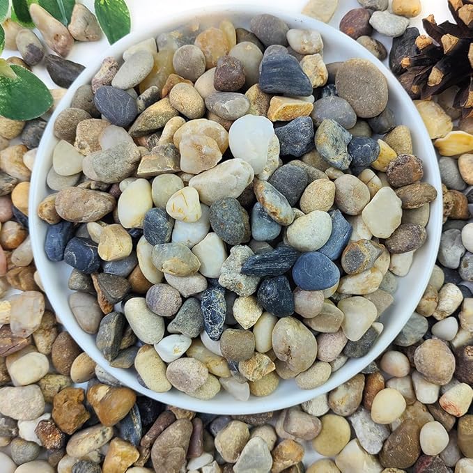 YISZM 10lbs Natural River Rocks for Plants, 3/8" Aquarium Gravel Decorative Polished Mixed Pebbles for Fish Tank, Gardening, Flower Pots, Vase Fillers, Indoor Water Fountains, Landscaping