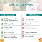 Modern Sprout - 2-in-1 Soy Candle & Planter Set - Patio Goals 3-Pack (Bug-Repelling Citronella, Rosemary, Cedarwood, Mint) 6 Oz Outdoor Scented Candles with Marigold Seeds - 38–40 Hour Burn