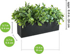 Winlyn 14" Artificial Boxwood Plant Greenery Arrangement Faux Boxwood in Black Rectangular Wooden Planter Potted Herb Plant for Farmhouse Home Decor Wedding Windowsill Mantel Shelf Table Centerpiece