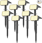 LANSOW Solar Spot Lights Outdoor Waterproof IP67, (8 Pack/90 LED/4 Modes) Solar Landscape Spotlights, 2-in-1 Solar Powered Flood Lights for Yard Garden Pathway Outside Tree, Auto ON/Off(Warm White)