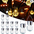 GIGALUMI Solar Lights Outdoor Waterproof, 12 Pack Solar Hanging Lights Garden Decor, Gifts for Women, Solar Outdoor Lantern Waterproof Cracked Glass for Yard, Fence, Tree(Warm White)