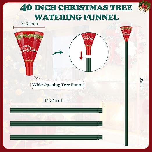 Christmas Tree Watering Funnel-39 Inch Adjustable 3-Section Long Funnel Spout Funnel Watering System Xmas Plant Watering Tool for Large Indoor Outdoor Plants