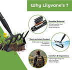 Lilyvane Garden Hoe, 2 in 1 Heavy Duty Stirrup Hoe and Cultivator for Weeding, Sharp Blade, 76 inch Long Handle, Lightweight Stand Push-Pull Hoes Weeding Rake for Grass Removal, Aerating, Cultivating