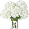 Coferset 4Pcs White Hydrangea Artificial Flowers Lifelike Faux Hydrangea Real Touch Artificial Flowers for Outdoors Home Wedding Christmas Office Party Living Room Decoration,22inch