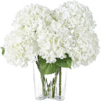 Coferset 4Pcs White Hydrangea Artificial Flowers Lifelike Faux Hydrangea Real Touch Artificial Flowers for Outdoors Home Wedding Christmas Office Party Living Room Decoration,22inch