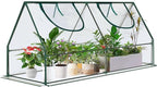 Outdoor Greenhouse with Screen Door,Outside Heavy Duty Walk in Green House for Garden Plants UV Protection Thermostatic Waterproof (Green, 47x23x23 Inch)
