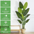 Artificial Bird of Paradise Plant 6Ft Tall Fake Tropical Palm Tree Large Fake Plants with 13 Silk Banana Leaves Faux Plant Indoor Decor Trees with White Pot for Home Bedroom Living Room Office