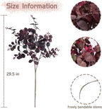 3Pcs Artificial Plants Silk Eucalyptus Leaves Tall 29" Eucalyptus Stems Branches Floral Arrangement Decoration, Artificial Plant Farmhouse Indoor Home Wedding Decor Wine Red