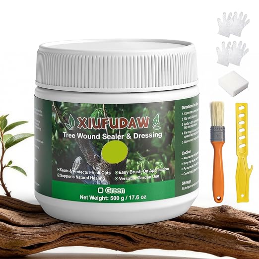Tree Wound Sealer & Dressing, 500g Pruning & Grafting Healing Paste for Trees, Shrubs, Bonsai & Roses – Fast-Acting Protective Seal, Plant-Friendly, Dark Green