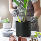 WSMKSZ 12 inch Large Deep Plant Pots for Outdoor Indoor Plants, Tall Cylinder Flower Pots with Drainage Holes and Saucer, Big Decorative Plastic Planter Pots for Garden Porch House Plants, Black